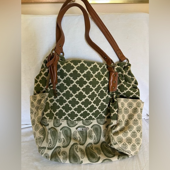Lucky Brand large canvas tote with leather trim - Picture 1 of 4